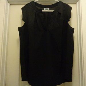 CINTAS BLACK CREPEY W MODIFIED SLEEVELESS DRAPEY BLOUSE 2XW